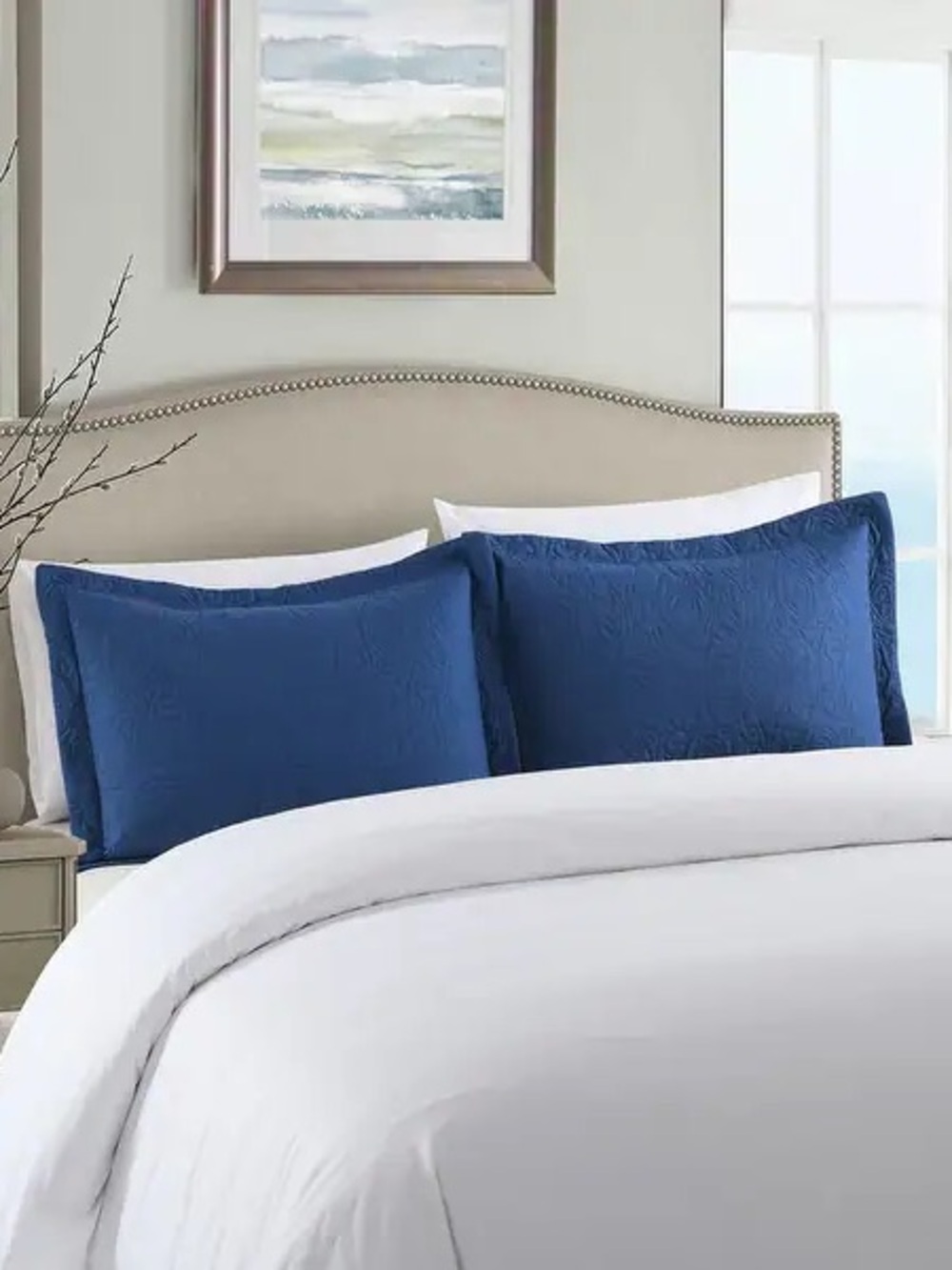 Navy Blue Quilted Pillow Shams
